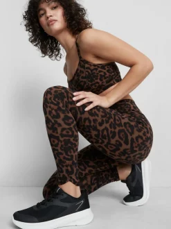 Active-Leggings mit hohem Bund und Leopardenmuster