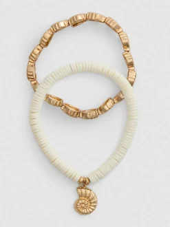 Armbänder mit Muschelanhänger, 2er-Pack