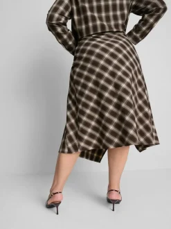 Asymmetrischer „By Coleen“ Midirock mit Karomuster