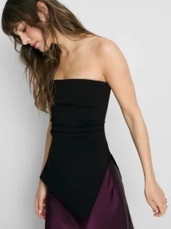 Asymmetrisches Bandeau-Top mit hohem Baumwollanteil