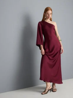 Asymmetrisches Maxikleid mit ausgestelltem Ärmel
