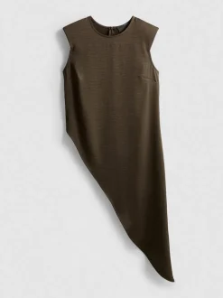 Asymmetrisches Top aus strukturiertem Satin mit Schulterpolstern