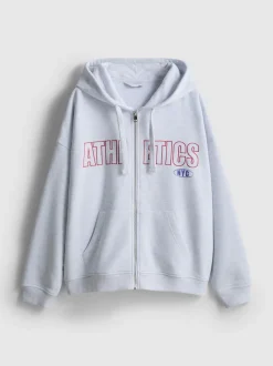 Athletics-Hoodie aus Baumwollmischung mit Reißverschluss
