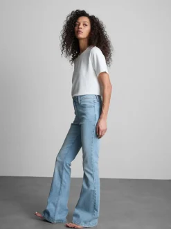 Ausgestellte Denim-Jeans mit mittelhohem Bund