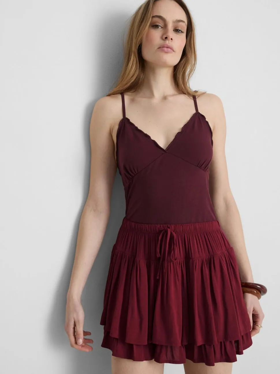 Babydoll-Trägertop mit V-Ausschnitt
