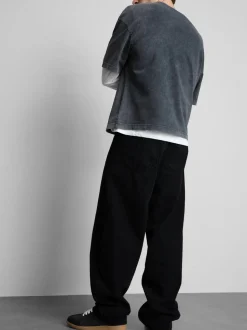 Baggy-Jeans mit mittlerer Leibhöhe