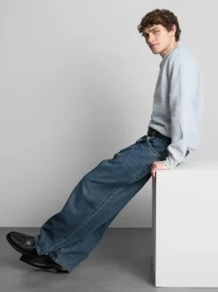 Baggy-Jeans mit mittlerer Leibhöhe