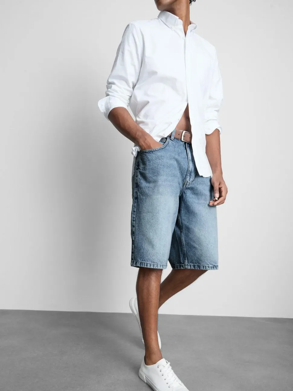 Baggy-Jeansshorts mit mittlerer Leibhöhe