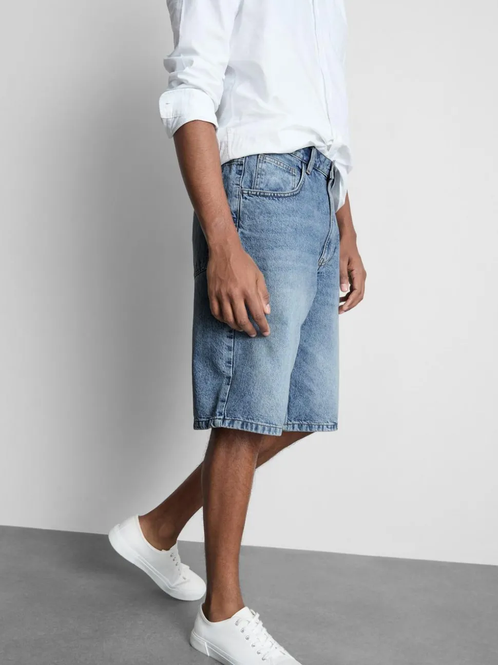 Baggy-Jeansshorts mit mittlerer Leibhöhe
