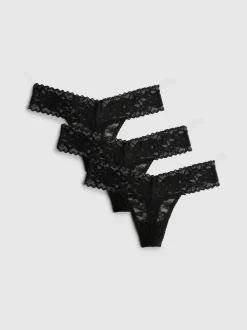 Bandeau-Tangas aus Spitze, 3er-Pack
