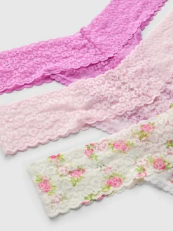 Bandeau-Tangas aus Spitze, 3er-Pack