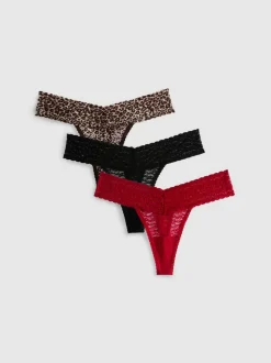 Bandeau-Tangas aus Spitze, 3er-Pack
