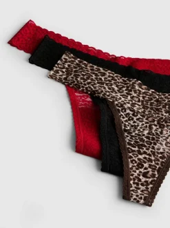 Bandeau-Tangas aus Spitze, 3er-Pack
