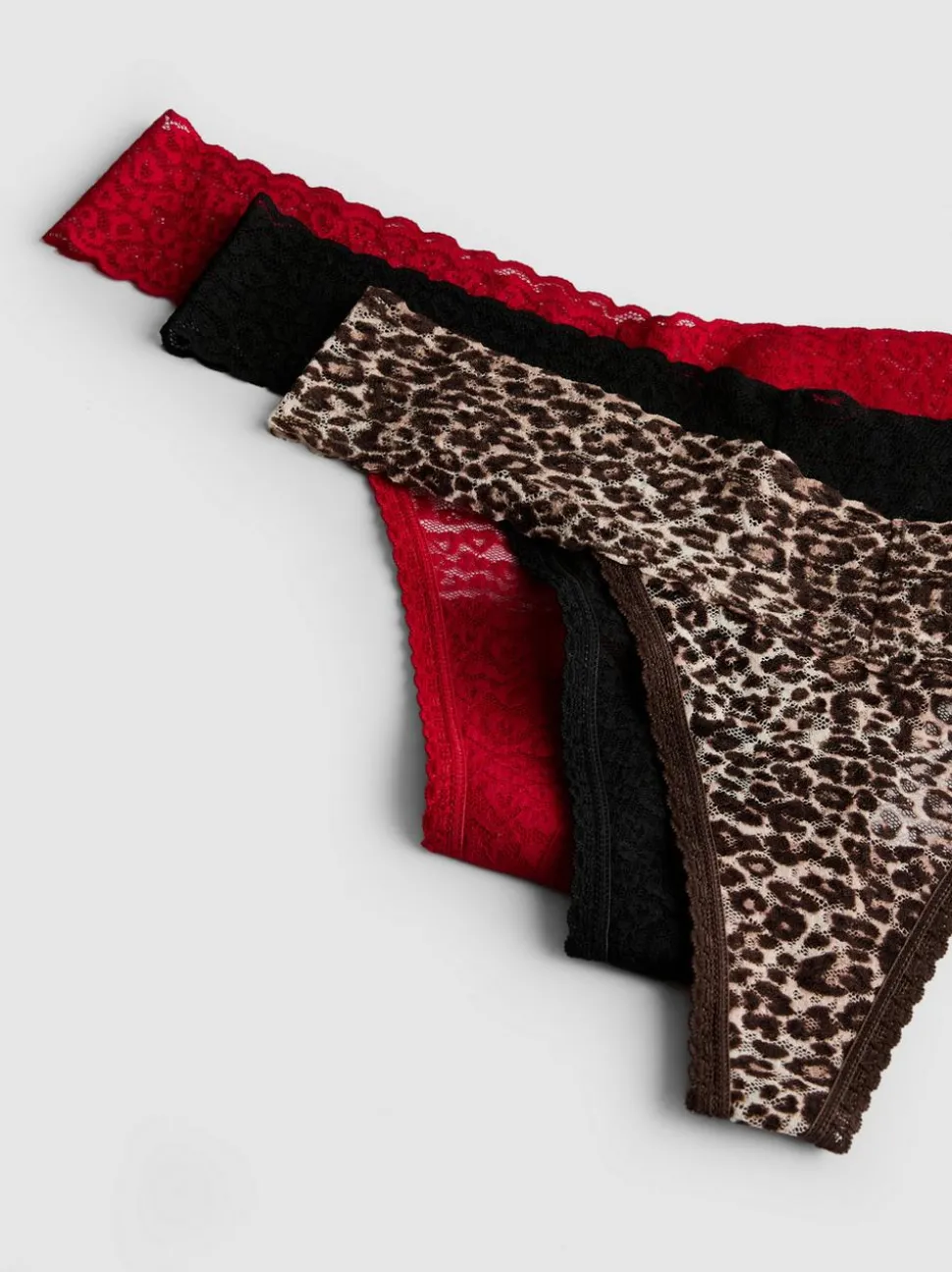 Bandeau-Tangas aus Spitze, 3er-Pack