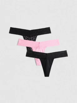 Bandeau-Tangas mit Spitzenbesatz, 3er-Pack