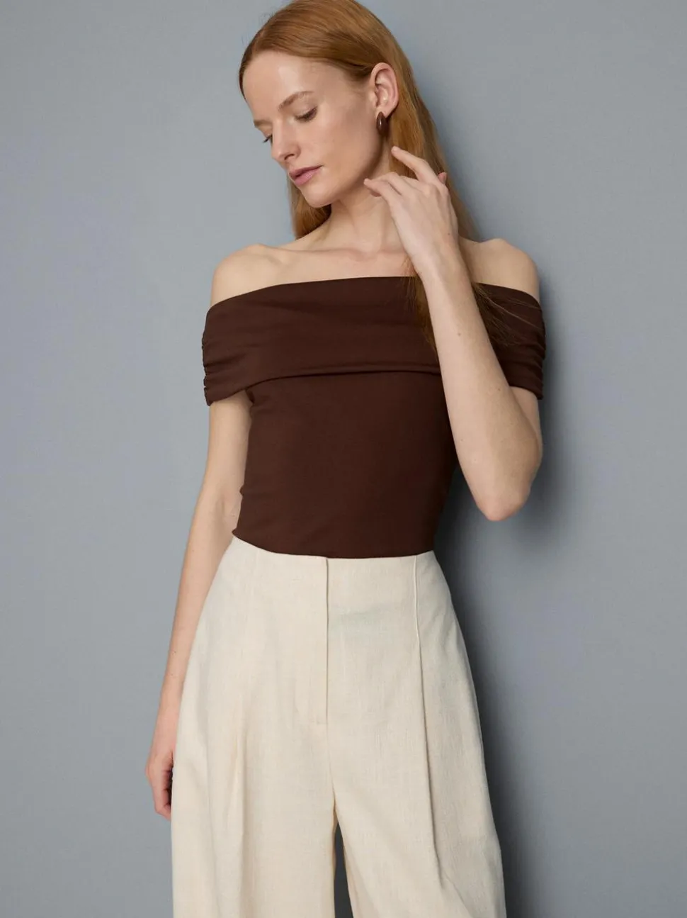 Bardot-Top aus Jersey