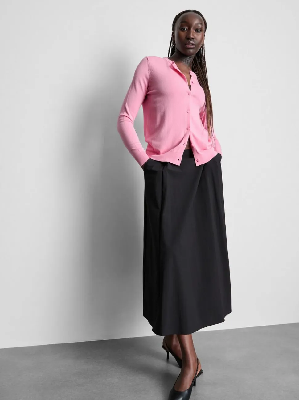Basic-Cardigan mit Rundhalsausschnitt