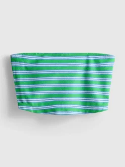 Bauchfreies, gestreiftes Bandeau-Top mit hohem Baumwollanteil