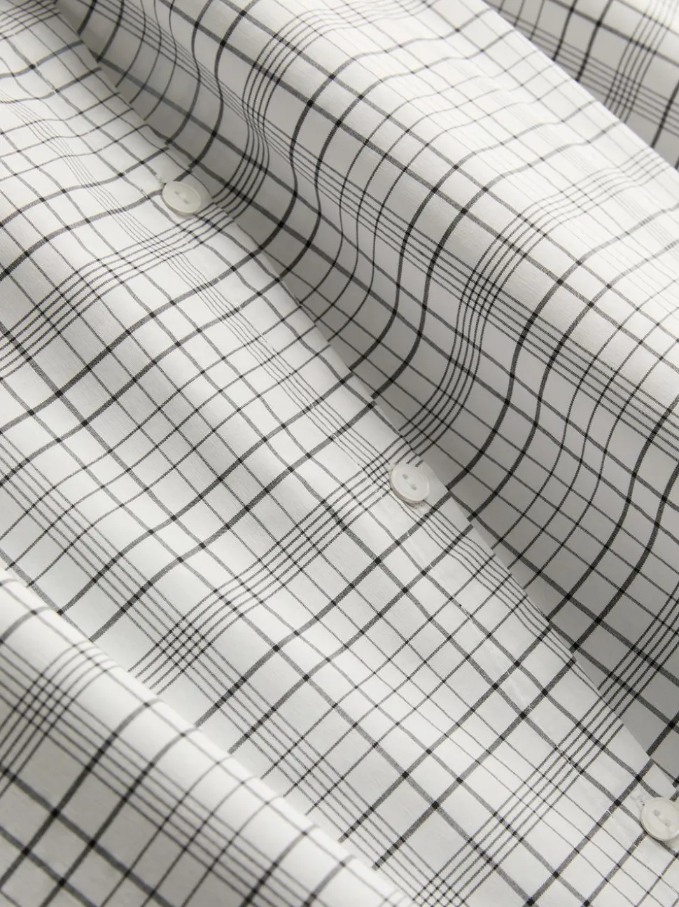 Baumwoll-Bluse mit hohem Kragen und Karomuster