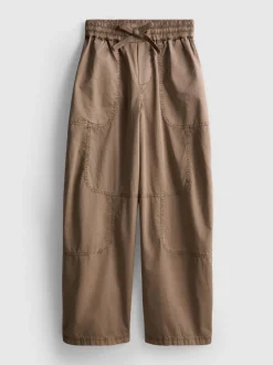 Baumwoll-Cargohose mit weitem Bein