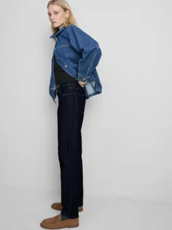 Baumwoll-Denim-Jeans mit mittlerer Leibhöhe und geradem Bein