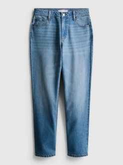 Baumwoll-Denim-Jeans mit mittlerer Leibhöhe und geradem Bein