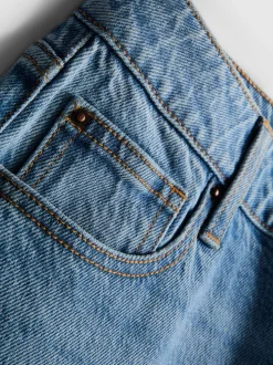 Baumwoll-Denim-Jeans mit mittlerer Leibhöhe und geradem Bein
