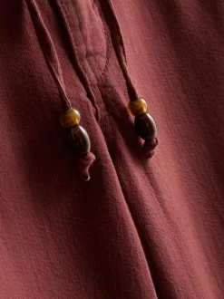 Baumwoll-Hose mit geradem Bein und Perlendetail