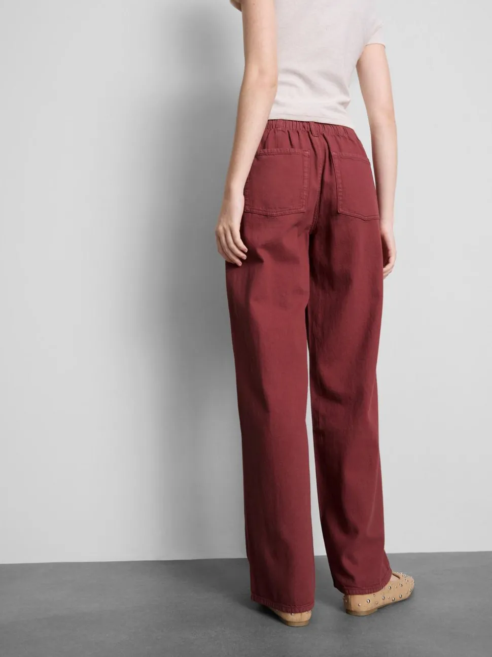 Baumwoll-Hose mit geradem Bein und Perlendetail