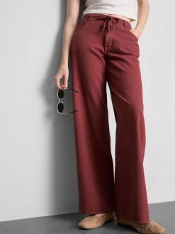 Baumwoll-Hose mit geradem Bein und Perlendetail
