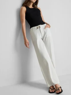 Baumwoll-Hose mit geradem Bein und Perlendetail