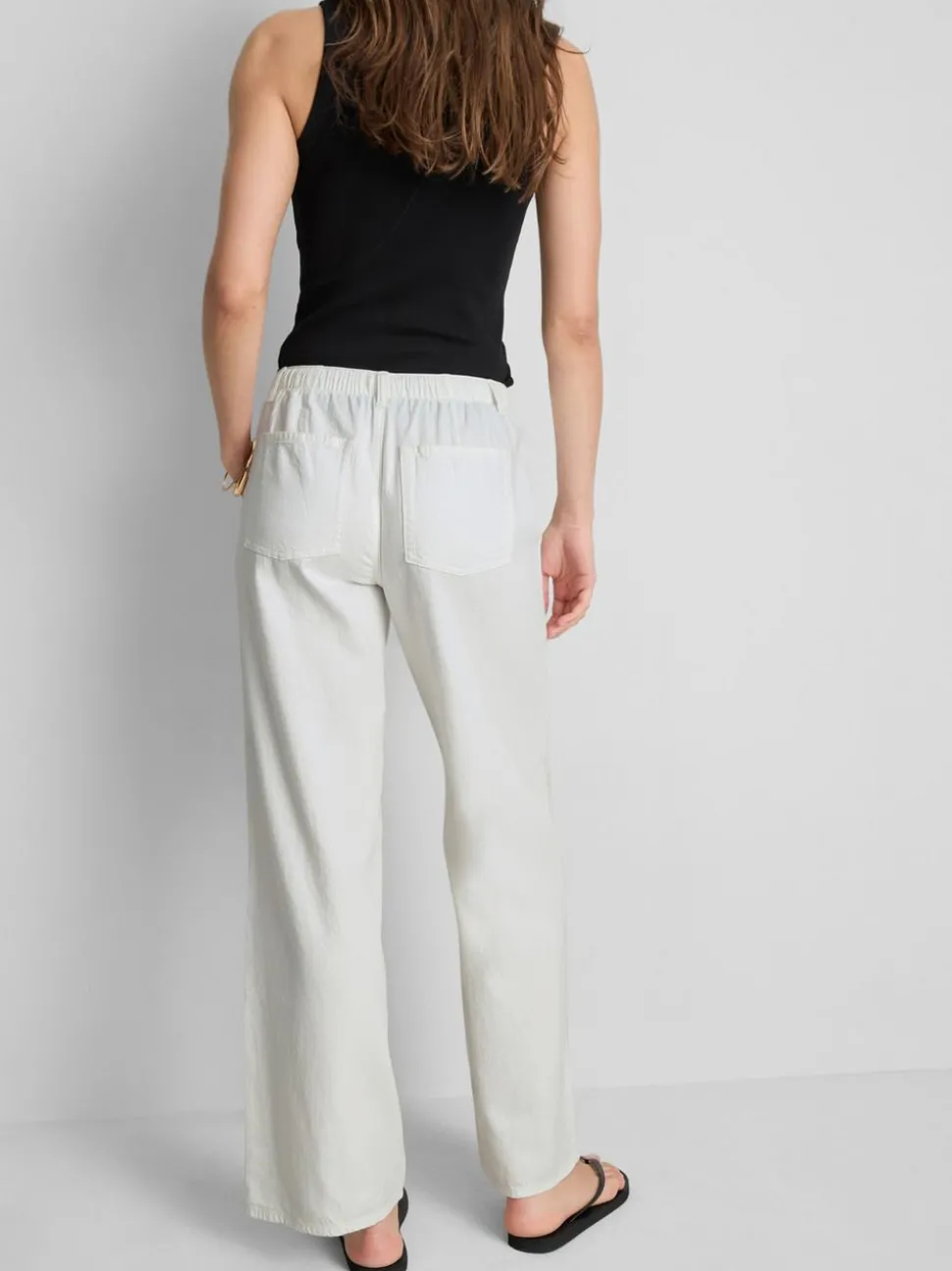 Baumwoll-Hose mit geradem Bein und Perlendetail