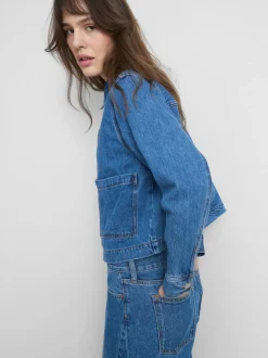 Baumwoll-Jeansjacke mit aufgesetzter Tasche