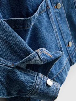 Baumwoll-Jeansjacke mit aufgesetzter Tasche