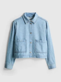 Baumwoll-Jeansjacke mit aufgesetzter Tasche