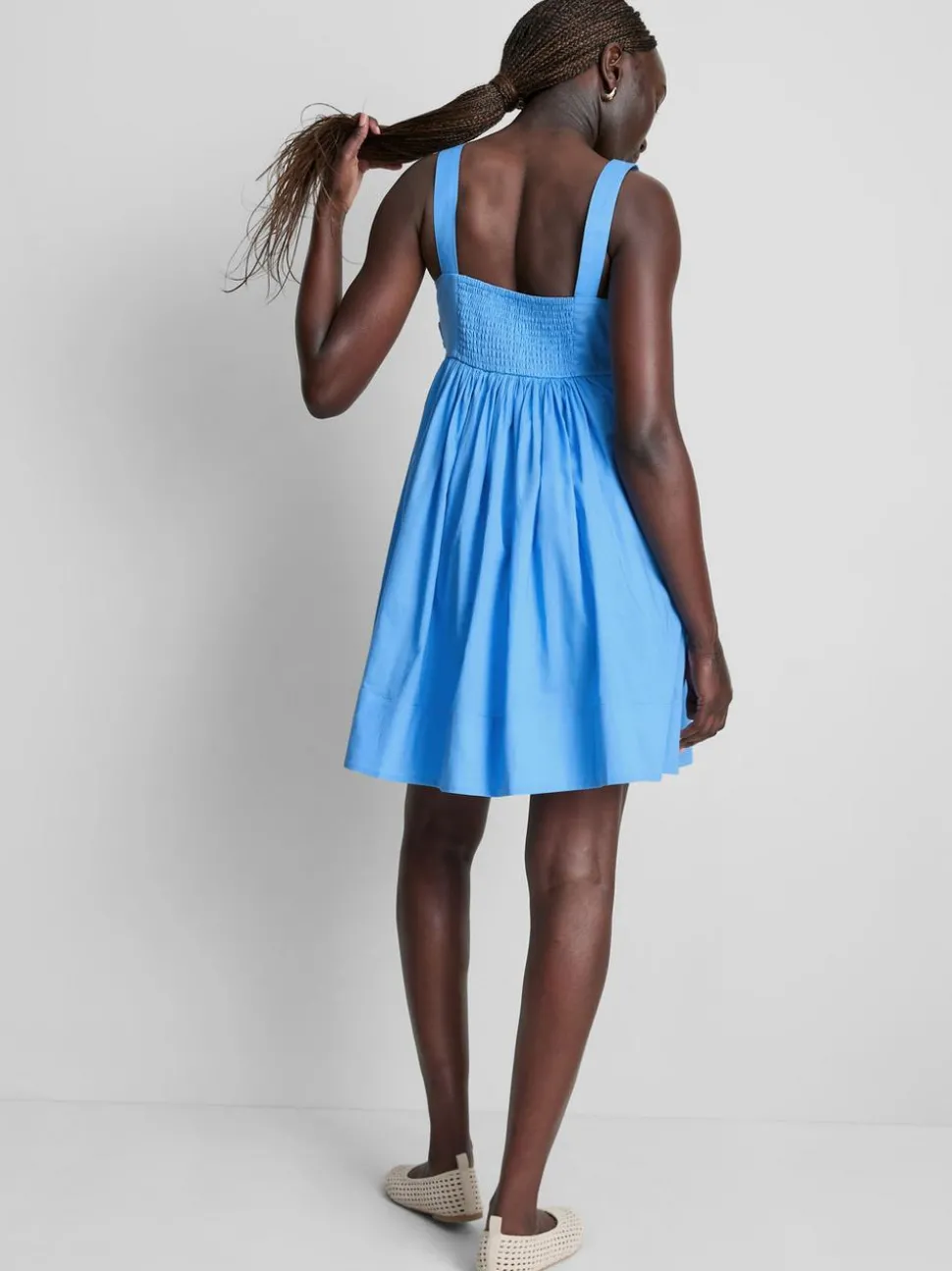 Baumwoll-Minikleid mit Cornelli-Stickerei