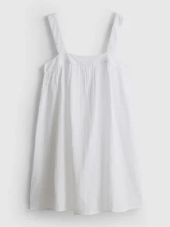 Baumwoll-Nachtkleid mit Dobbystruktur und Karree-Ausschnitt