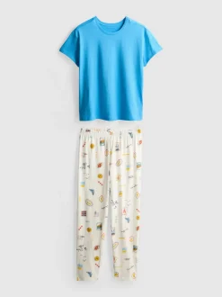 Baumwoll-Schlafanzug mit T-Shirt