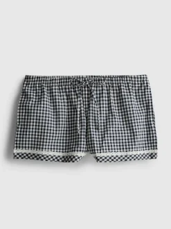 Baumwoll-Schlafanzugshorts mit Vichykaros