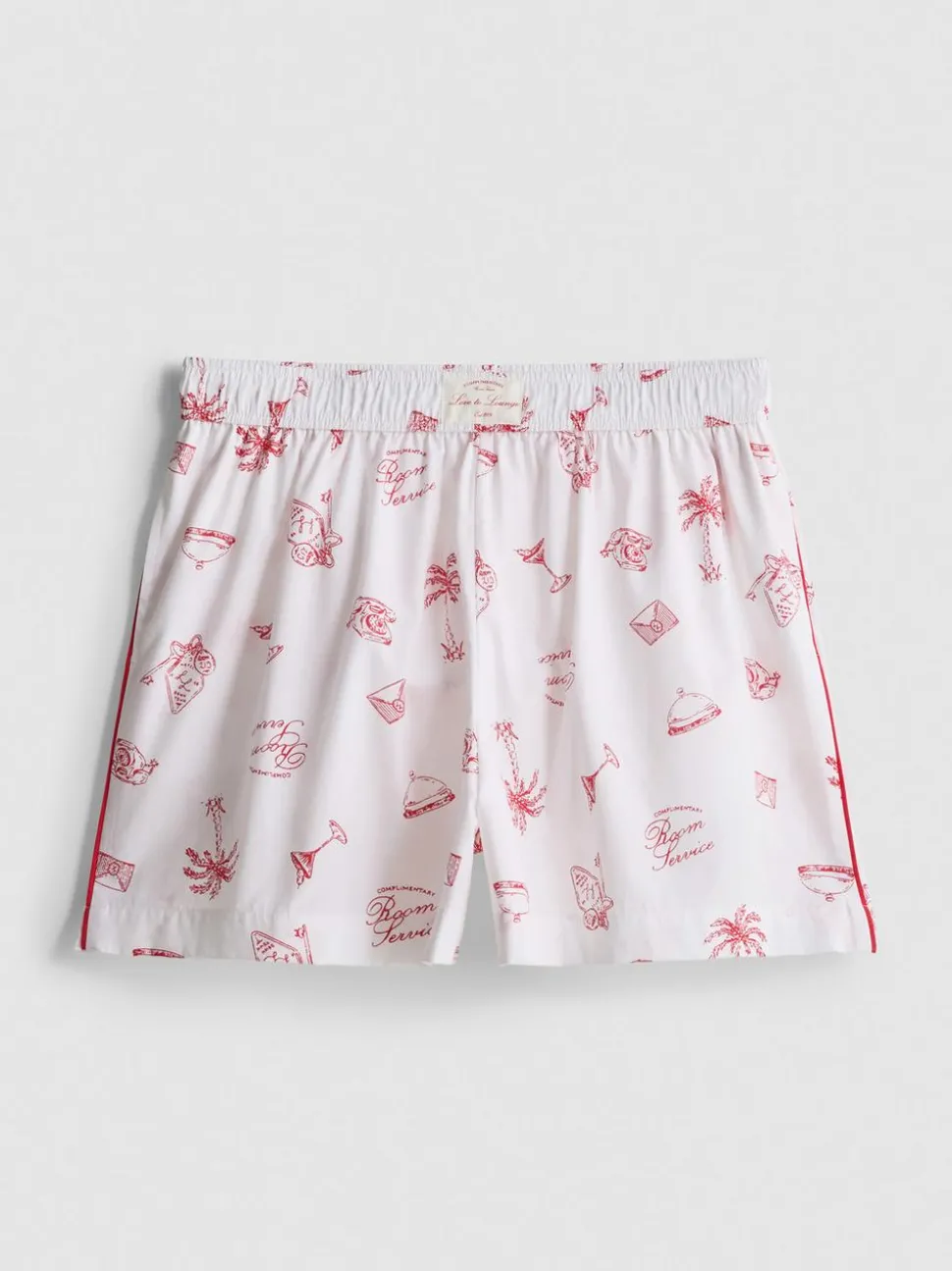 Baumwoll-Schlafshorts mit Room Service-Print