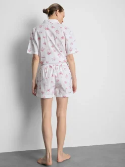 Baumwoll-Schlafshorts mit Room Service-Print