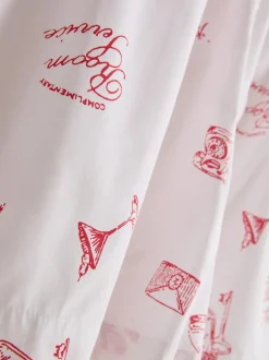 Baumwoll-Schlafshorts mit Room Service-Print