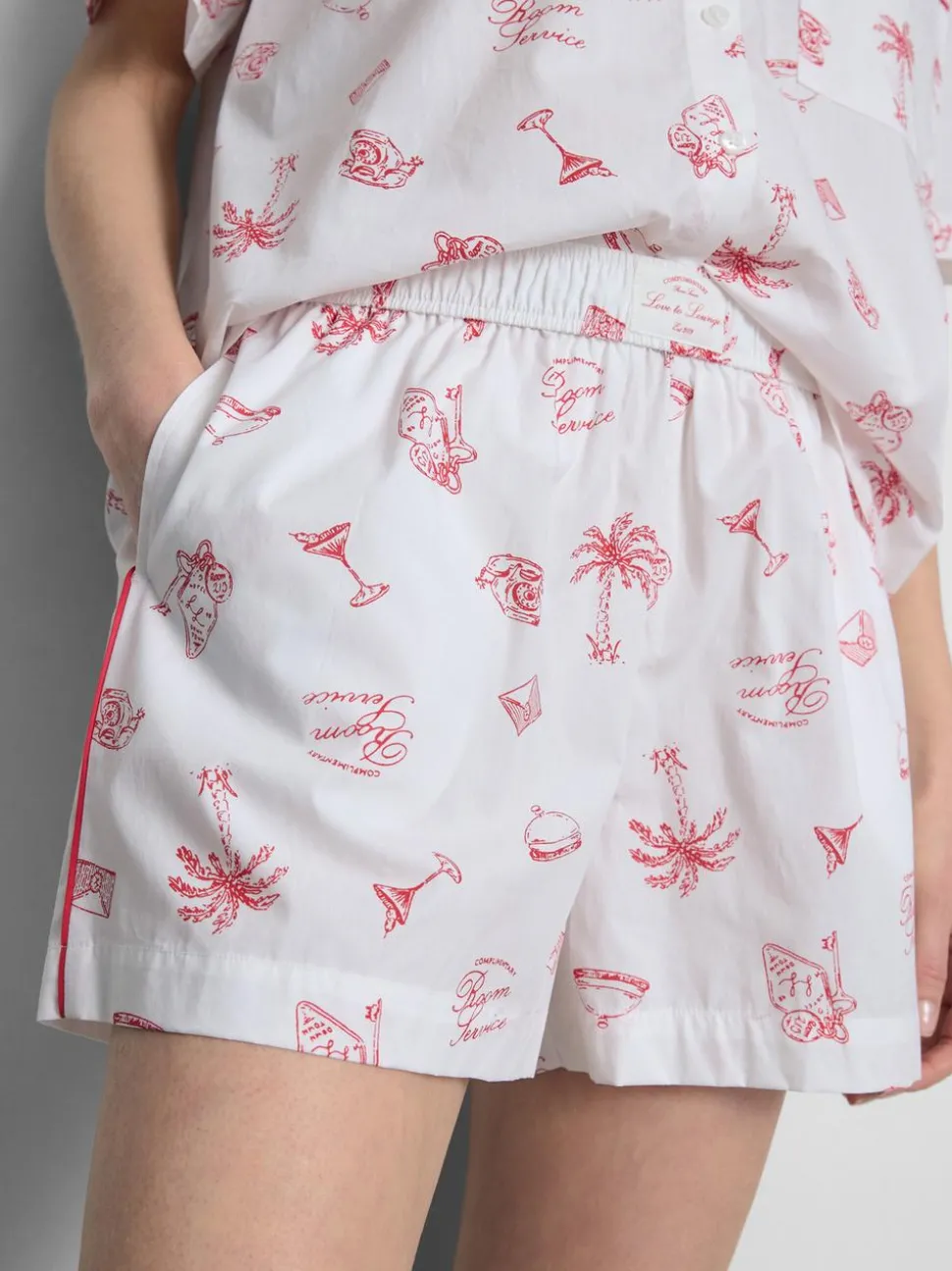 Baumwoll-Schlafshorts mit Room Service-Print