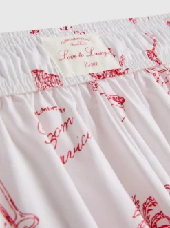Baumwoll-Schlafshorts mit Room Service-Print