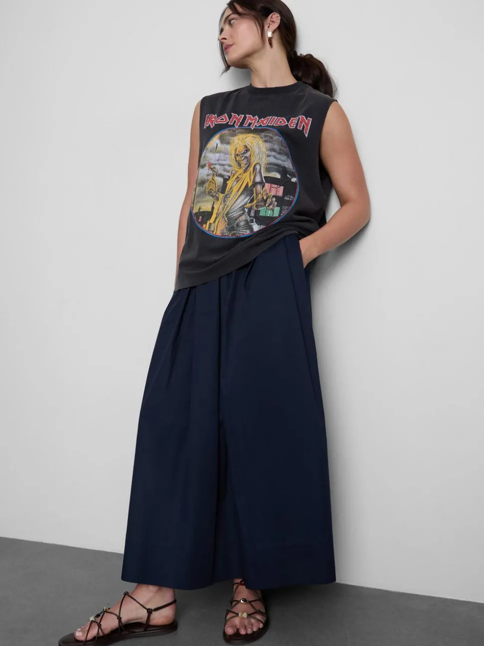Baumwoll-Tanktop mit „Iron Maiden“ Grafik