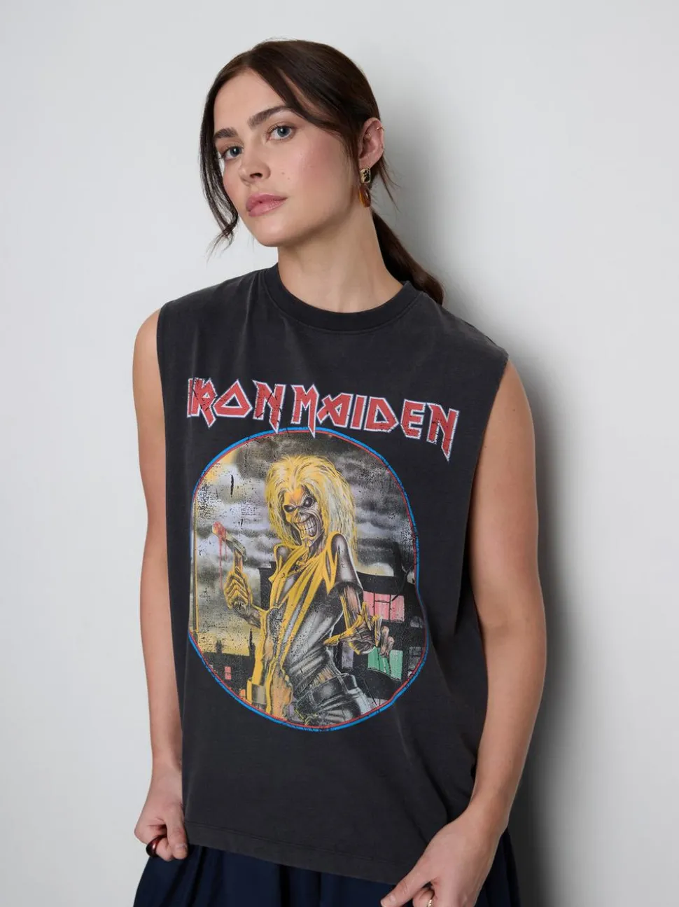 Baumwoll-Tanktop mit „Iron Maiden“ Grafik
