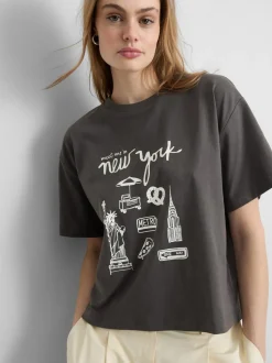 Baumwoll-T-Shirt mit geradem Schnitt