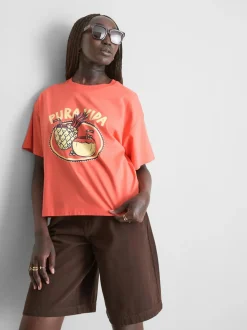 Baumwoll-T-Shirt mit geradem Schnitt
