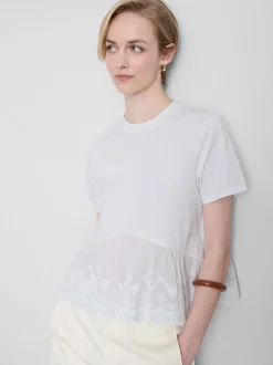 Baumwoll-T-Shirt mit Lochstickerei