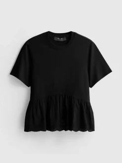 Baumwoll-T-Shirt mit Lochstickerei